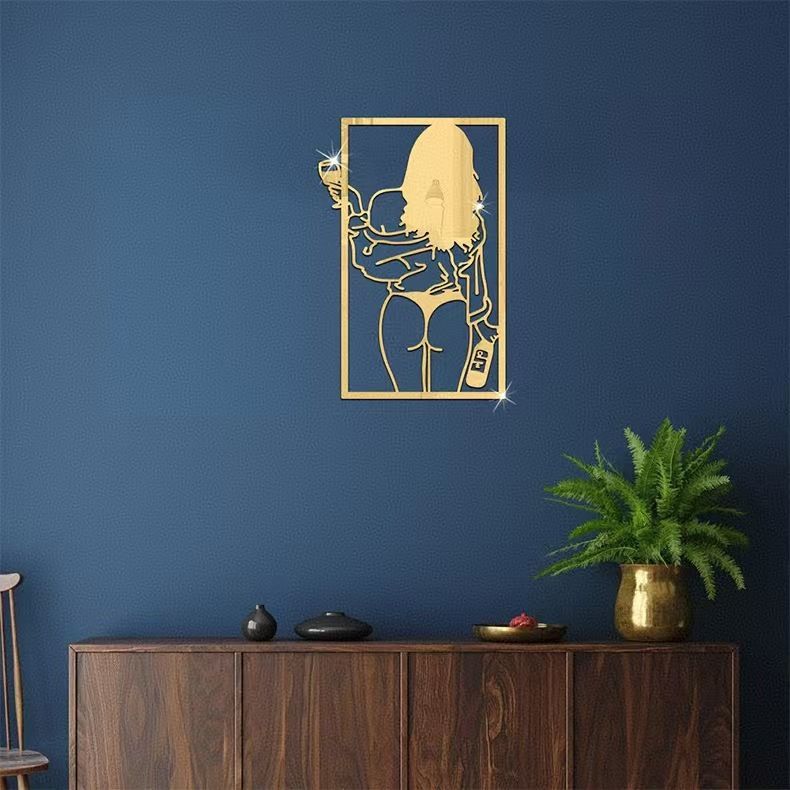 Acryl-Wandaufkleber mit Linien, schöne Frauensilhouetten, selbstklebende Hintergrundwände, Wohnzimmer, Schlafzimmer,_voghion.com