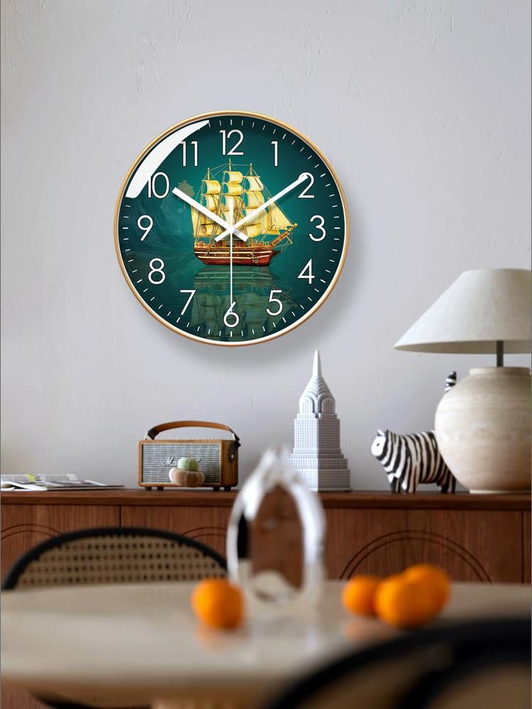 Yipula 6302 Wall Living Room Smooth Sailing Nordic Sailboat Home Silent Sweep Second Quartz Clock_voghion.com