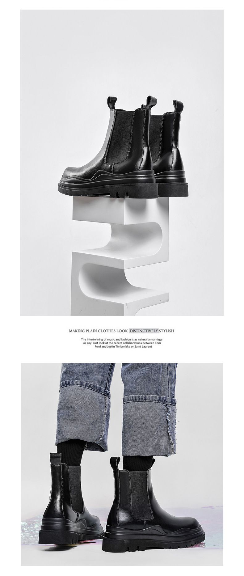 Herrenschuhe Stiefel Mid-Tube-Stiefel trendige Mode Herrenstiefel_voghion.com