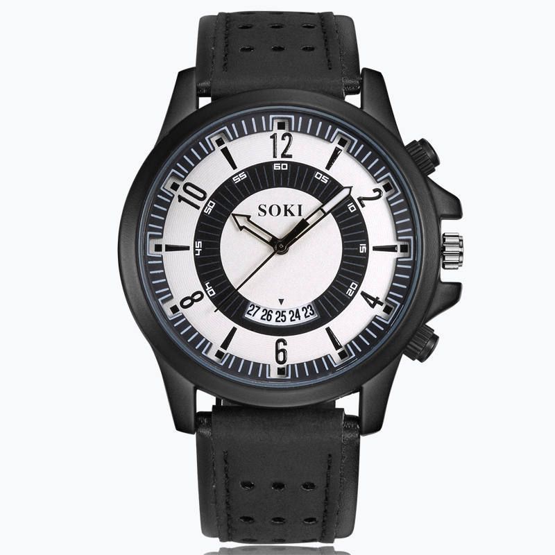 Sports Fashion Large Dial Matte Strap Military Calendar Men's Watch_voghion.com