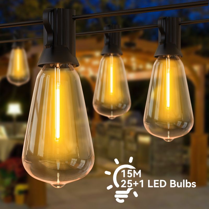 Luci a stringa a LED ST38 da 10 m, 15 m, 30 m, impermeabili, per patio, luci a LED per esterni, decorazioni per matrimoni, per giardino, bar, Backya_voghion.com