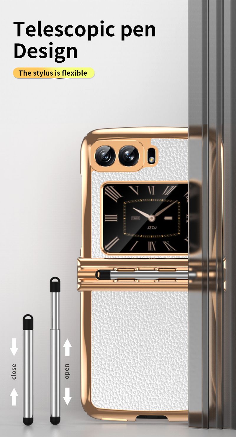 Für Moto Motorola Razr 2022 Luxus Galvanisierte Leder Business Pen Stylus Telefon Fall Abdeckung_voghion.com