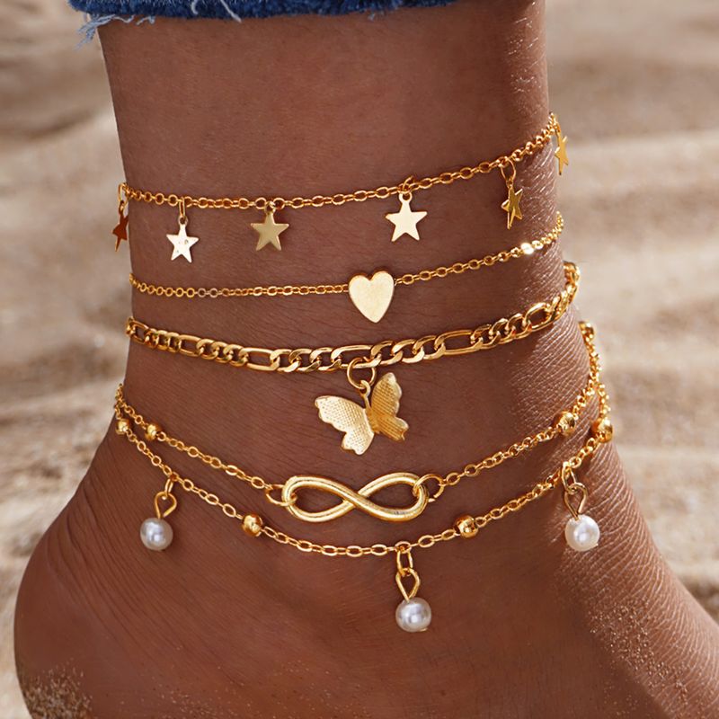 Multi-layer Ins Niche Sexy Versatile Beach Layered Anklet Girl Foot Jewelry Set_voghion.com