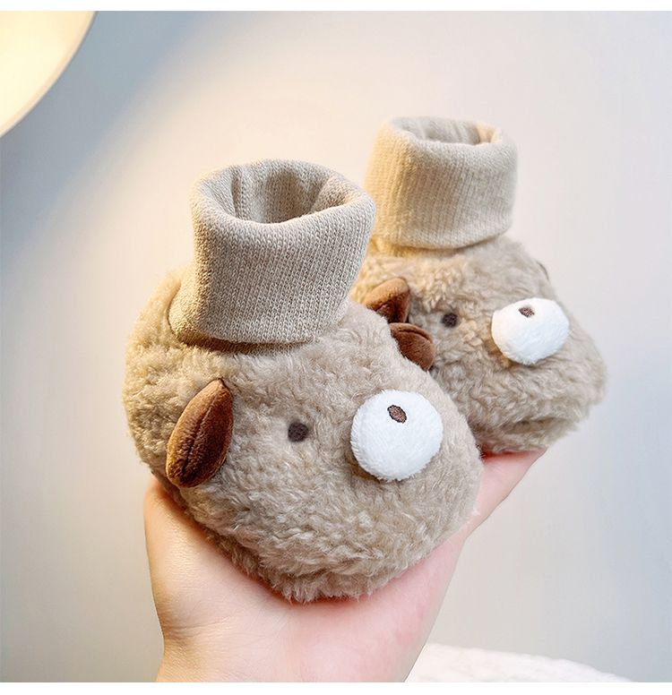 Chaussures d'hiver chaudes en velours pour nouveau-né, en coton, pour bébé garçon et fille, 0-3-6-9 mois, avec chaussettes intégrées._voghion.com