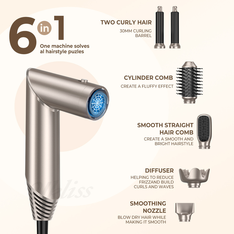 New Hot Air Multifunctional Six In One Foldable Dryer Curling Iron Automatic Styling Straight Hair Comb_voghion.com
