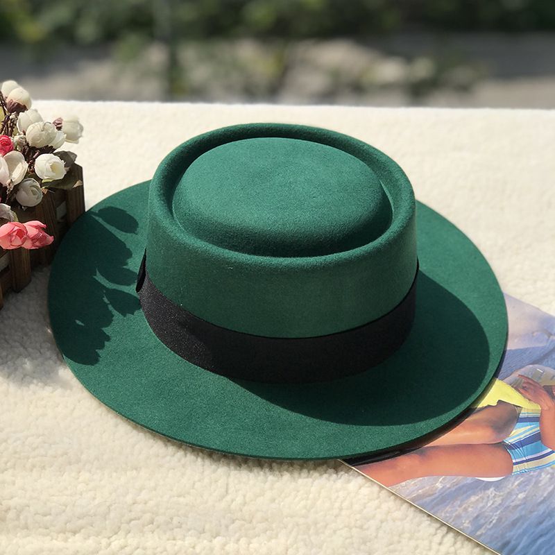 Volnen cilinder z ravnim vrhom v obliki prstana, otroški jesenski in zimski modni volneni klobuk z ravnim vrhom_voghion.com