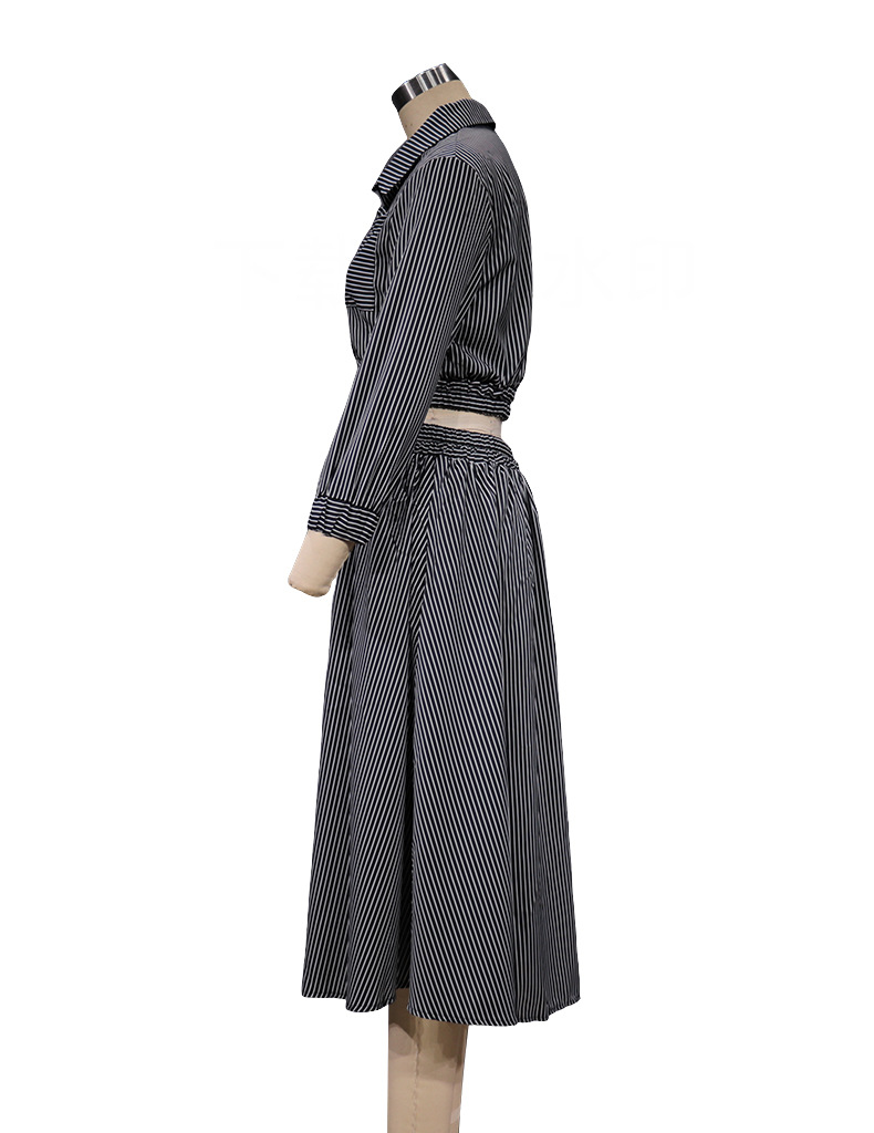 Damenmode-Temperament-Langarm-Streifenhemd-Anzugrock-Zweiteiler-Set_voghion.com