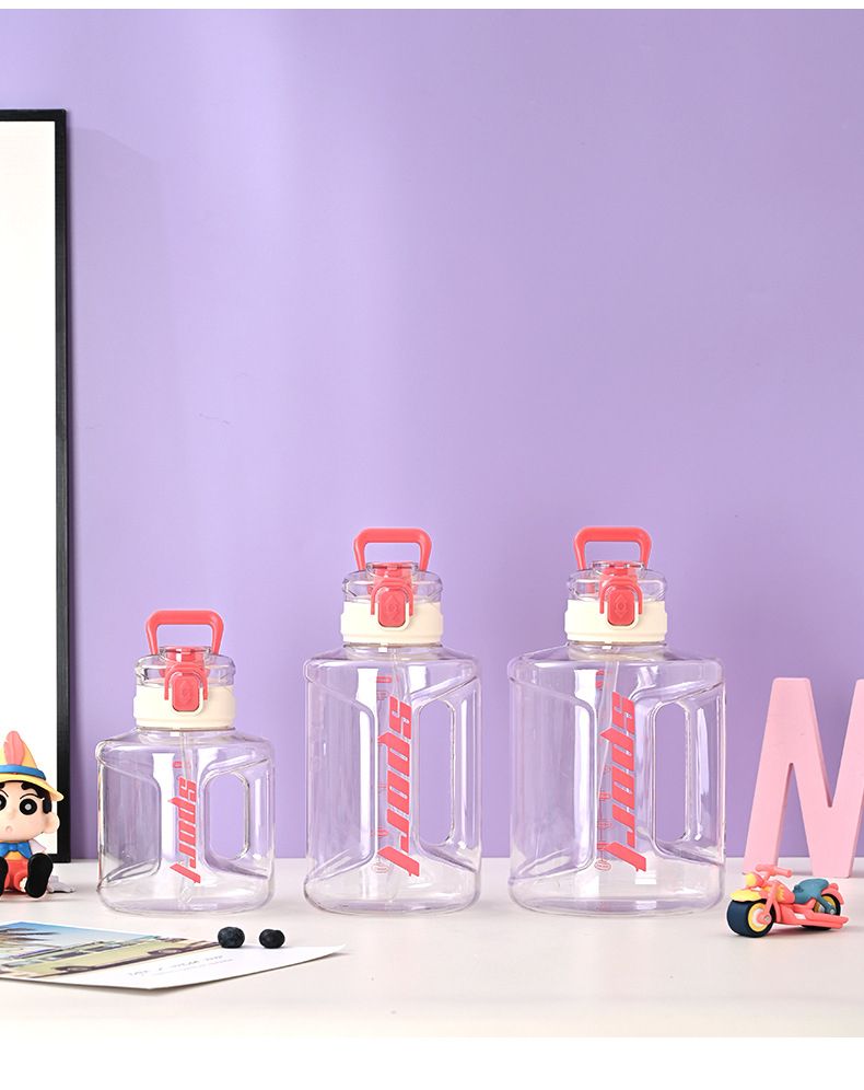 Large Capacity Unisex Ton Bucket Outdoor Sports Transparent Fitness Water Bottle Portable Plastic Space Cup_voghion.com