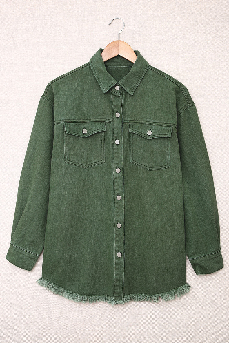 Vintage-Jeansjacke im Washed-Look für Damen – Lockere Passform, Knopfleiste, lange Ärmel, vielseitiger Freizeitmantel (in mehreren Farben und Größen erhältlich)_voghion.com