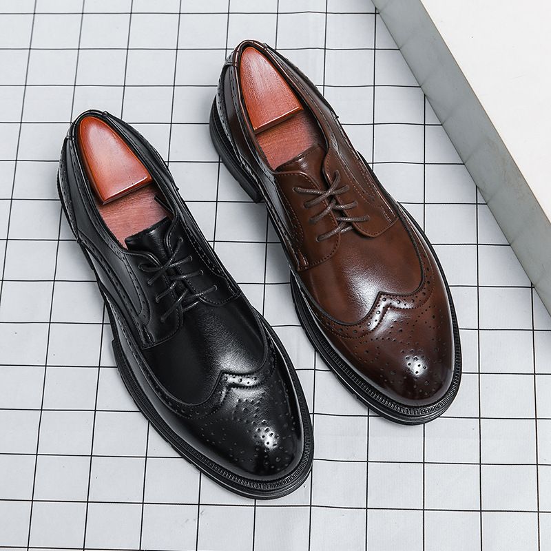 2024 Large Casual For Men Size 46 Men's Brogue Floral Business Formal Pointed Toe Height Increasing Leather Shoes_voghion.com