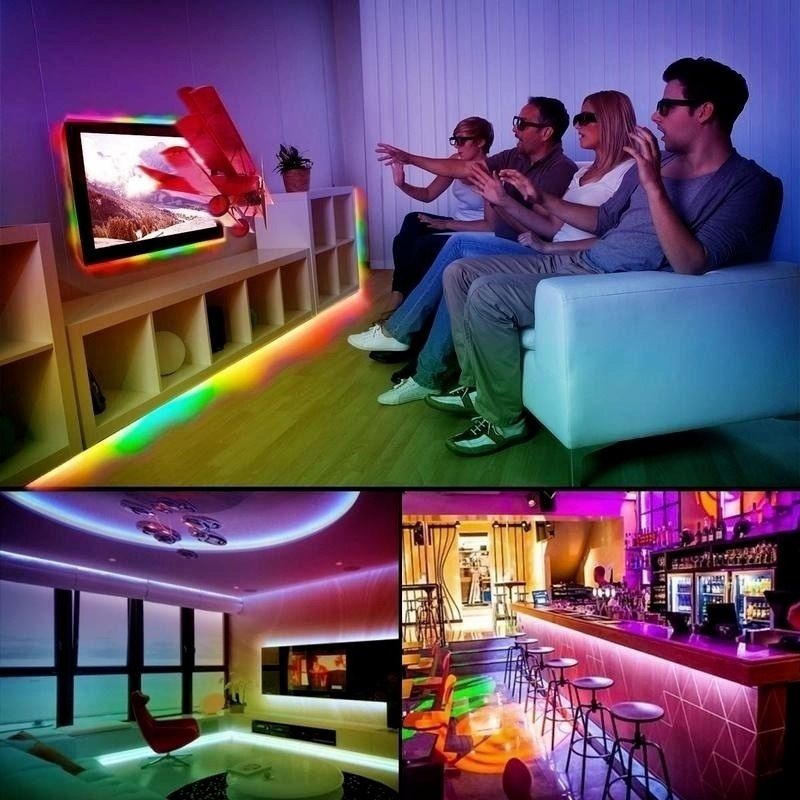 5V USB Bluetooth RGB LED Strip Lights - Smart Color Changing 5050/2835 Chip, 18 LEDs/Meter For TV Backlight, Room Decor, Gaming Setup_voghion.com