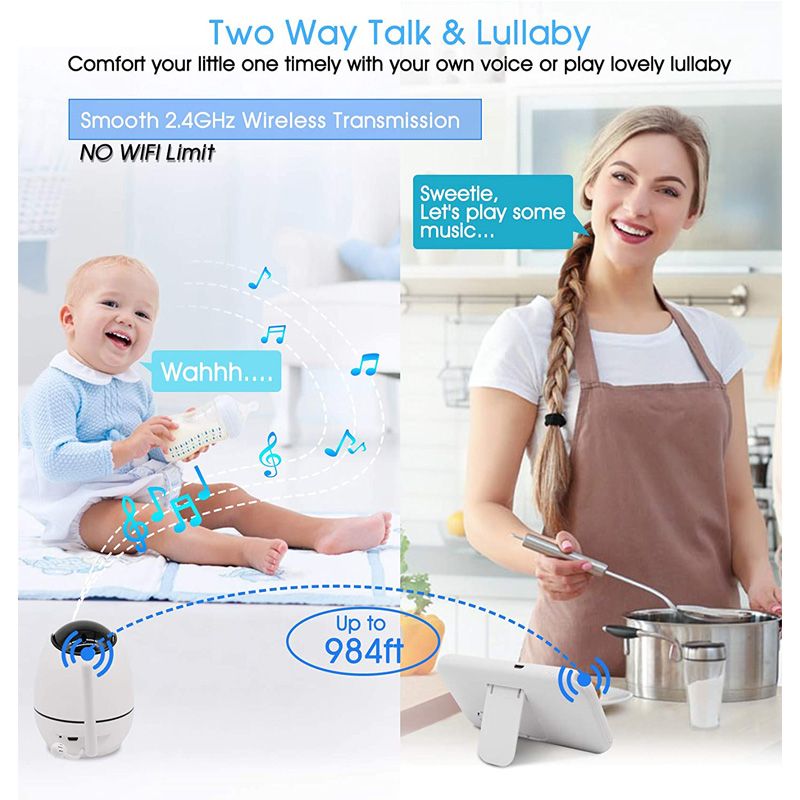 Baby monitor video wireless da 4,5 pollici, telecamera di sicurezza portatile con microfono bidirezionale, LED a infrarossi, visione notturna, walkie talkie_voghion.com