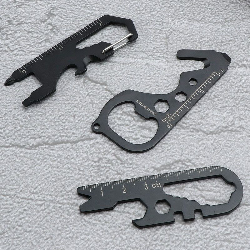 Multifunctional Outdoor Portable Multi-Shaped Keychain Bottle Opener Camping Stainless Steel Creative Tool Card_voghion.com