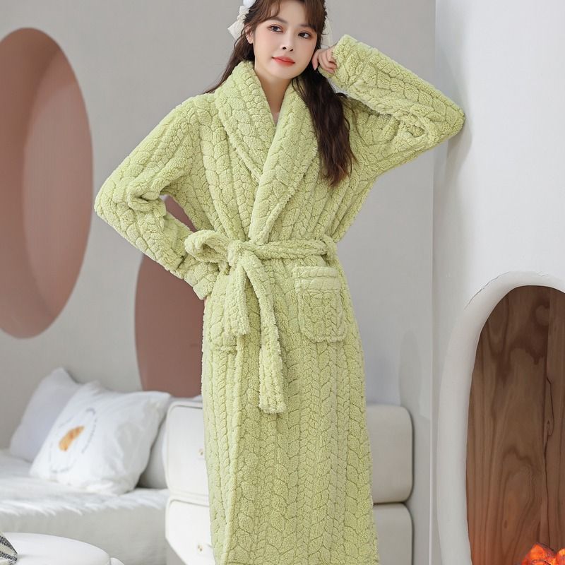 Camicia da notte in pile corallo da donna, lunga e spessa, accappatoio da donna in pile, accappatoio in flanella, pigiama taglie forti_voghion.com