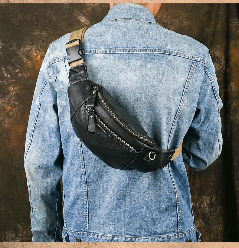 Spring And Summer New Genuine Leather Multifunctional Men's Chest Bag Cowhide Women's Waist Bag Soft Leather Shoulder Crossbody Bag_voghion.com