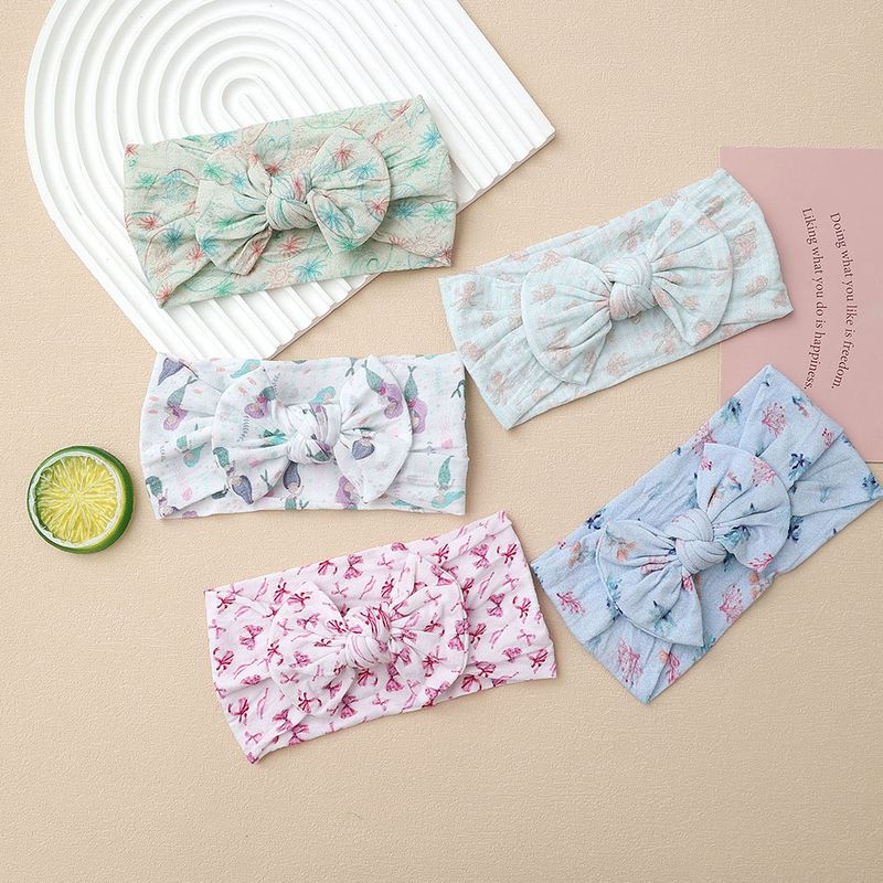 accessoires pour cheveux pour enfants bandeau élastique en nylon pour bébé avec nœud imprimé numérique européen et américain_voghion.com