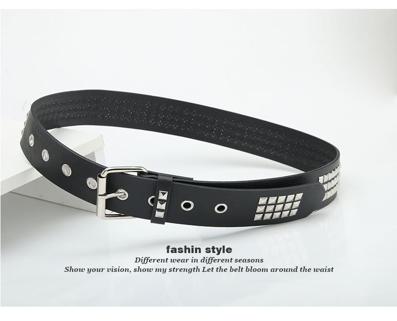 Men's Belts versatile cross-border retro square bead pyramid women's belt European and American punk jeans decorative belt for men_voghion.com
