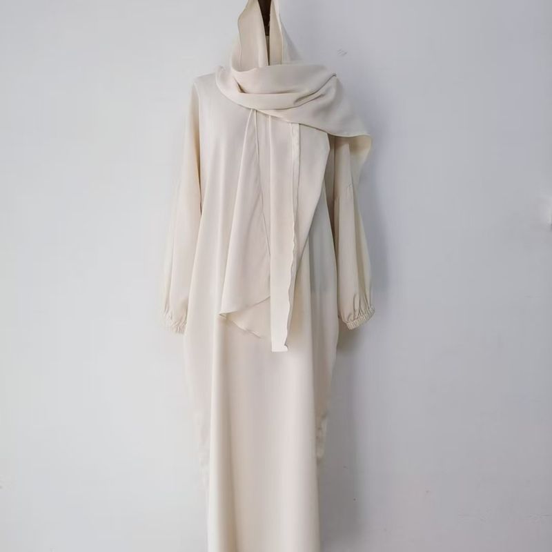 Abito da preghiera musulmano con cappuccio e pieghe in un unico pezzo per Ramadan Eid Abaya, abbigliamento islamico da donna Dubai, abito nero saudita, caftano turco con velo_voghion.com