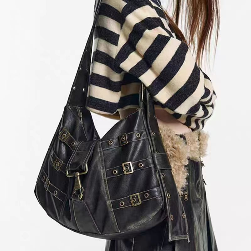 Große Tragetasche Damen, neues High-End-Gefühl, Vintage-Einzelschulterhandtasche, breiter Schultergurt, Umhängetasche_voghion.com