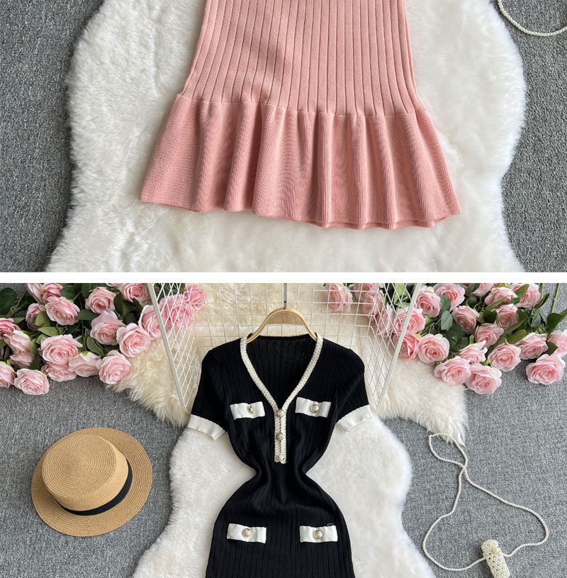 Gonna aderente con vita a temperamento nero lavorato a maglia nuova da donna_voghion.com