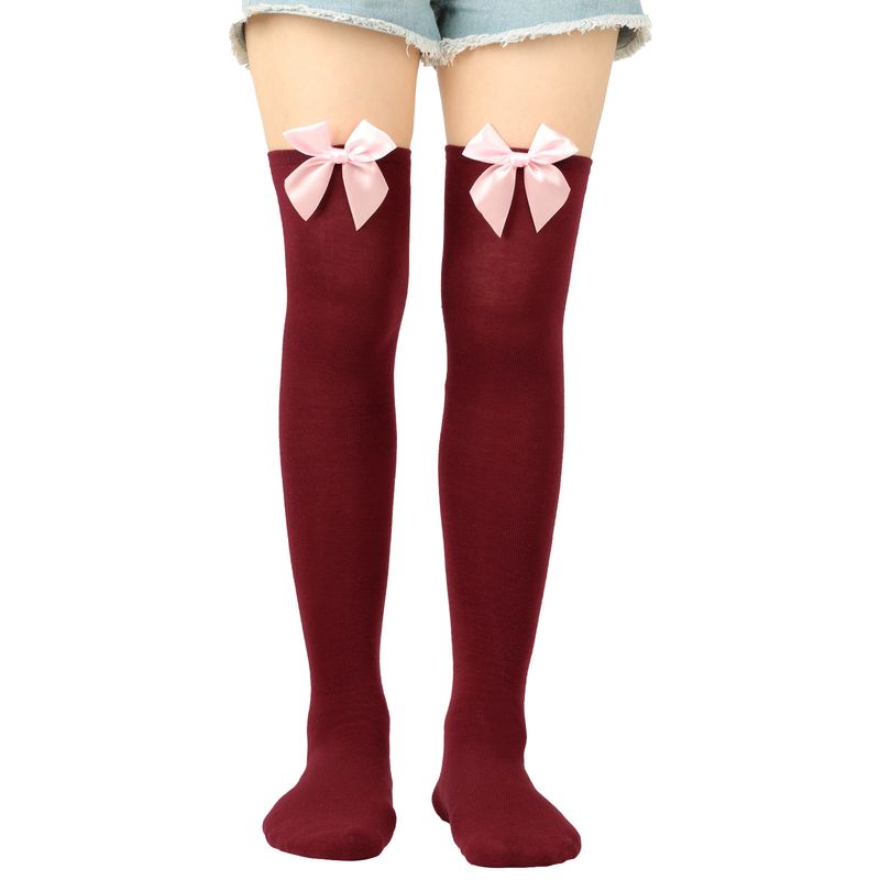 Calze sexy con fiocco per San Valentino sopra il ginocchio, calze alte, calze da donna, calze per feste di appuntamenti_voghion.com