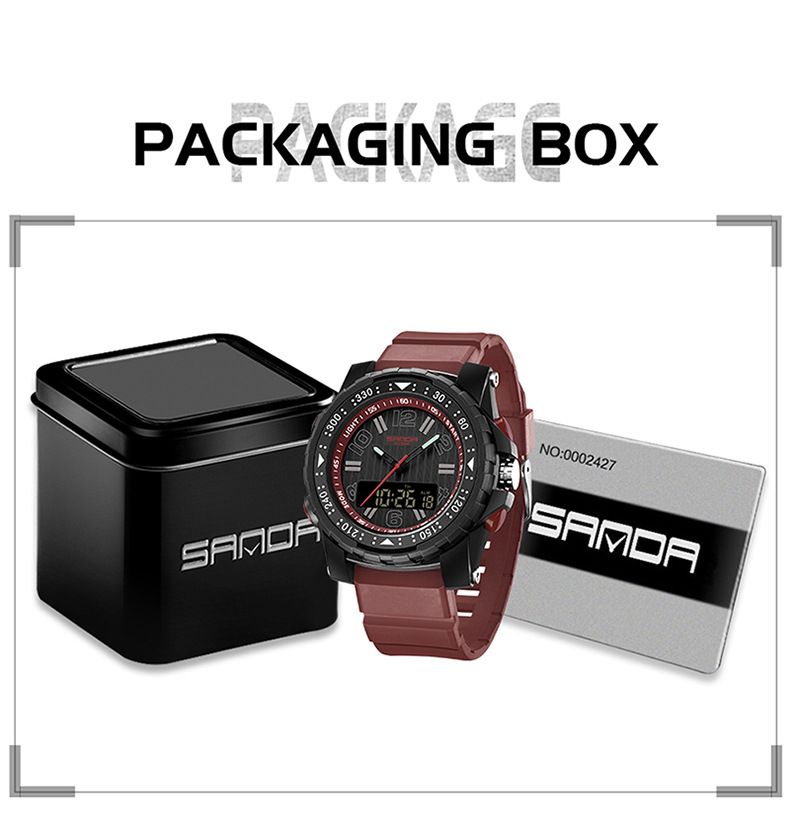Elegante reloj digital de doble pantalla con luz nocturna y resistente al agua: reloj multifuncional para estudiantes, para hombres y mujeres. Reloj electrónico de doble pantalla._voghion.com