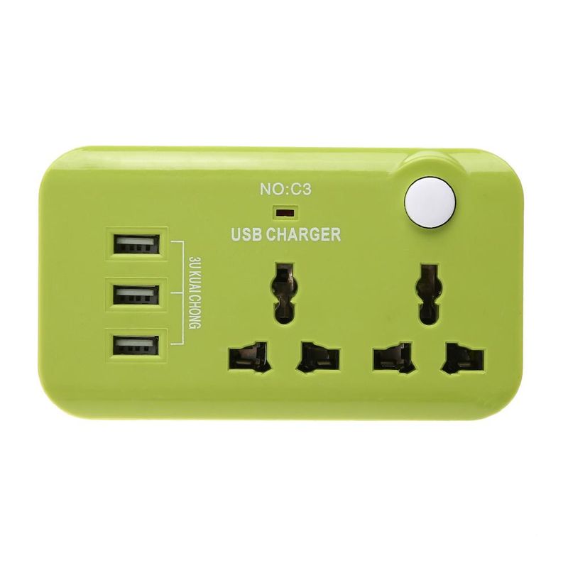 5V 10A UK-Stecker 3 USB-Anschlüsse Schnellladestation Ladegerät Universaladapter Dock Steckdosenleiste Reisekonverter AC 110-250V_voghion.com