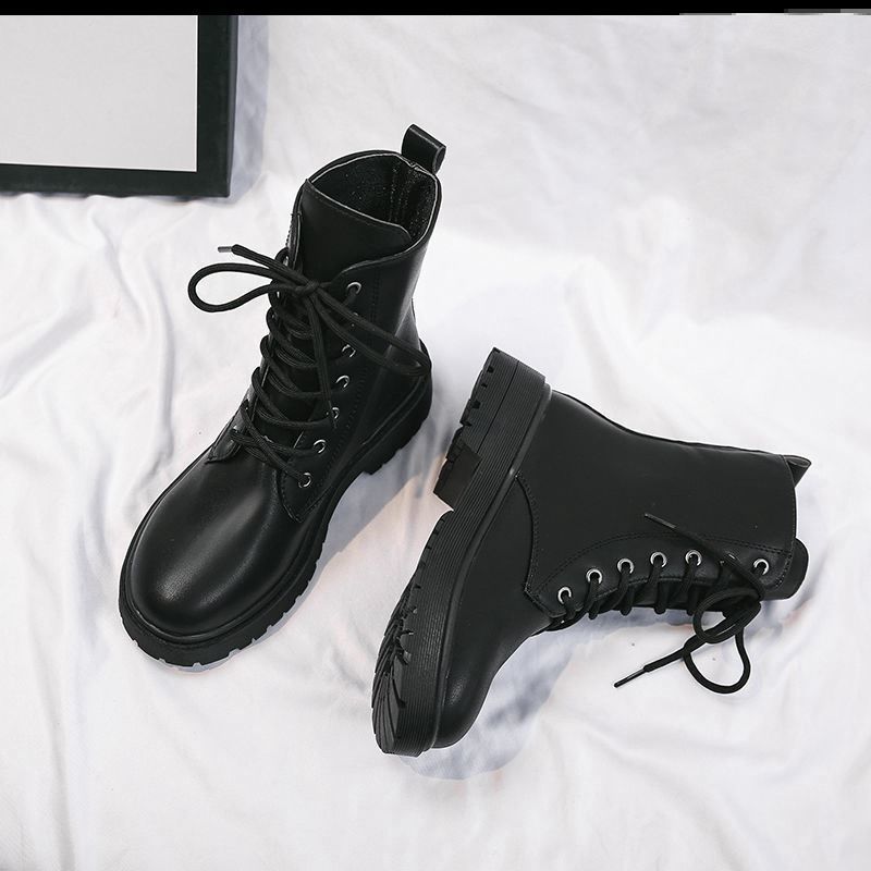 2025 New British Style Thick-Soled Lace-Up For Women, Stylish Motorcycle Short Boots, Internet Celebrity Spring And_voghion.com
