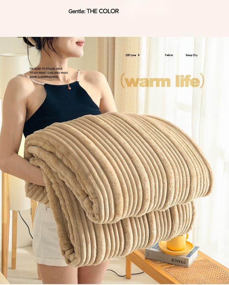 Milchsamt-Mutterstreifen-Jacquard-Nickerchen, einfarbig, maschinenwaschbar, fürs Büro, Korallen-Fleecedecke_voghion.com