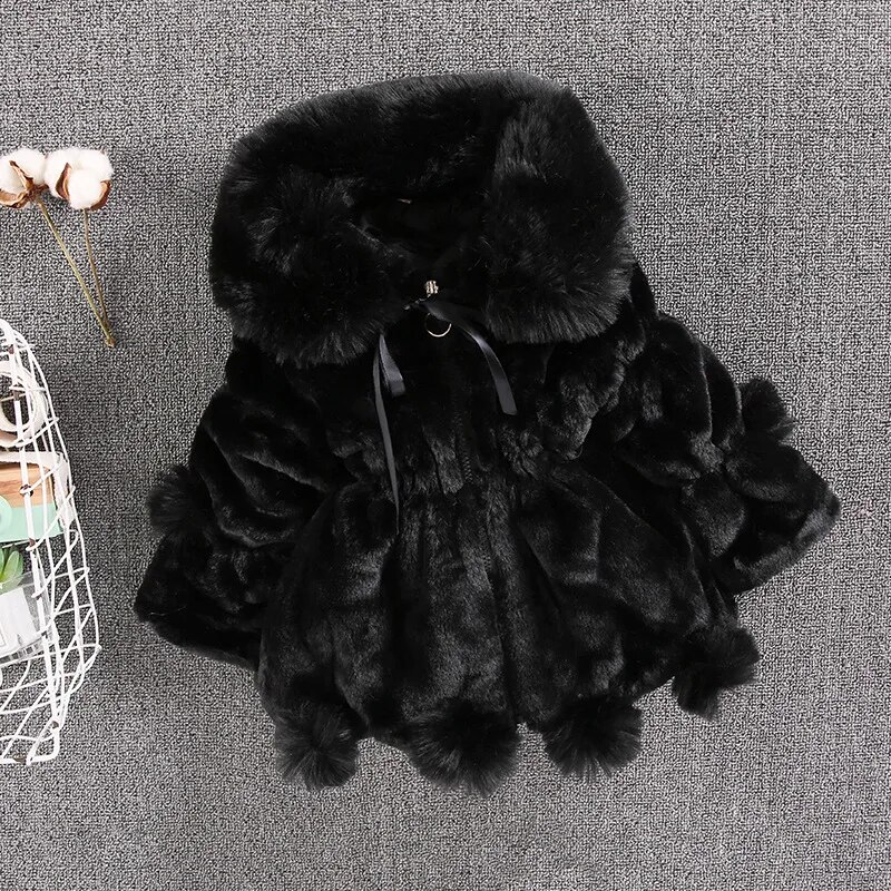 1-7 gadus mazuļu meiteņu jaka rudens ziemas silts kažoks meitenēm Ziemassvētku princeses virsdrēbes modes plīša bērnu apģērbi_voghion.com