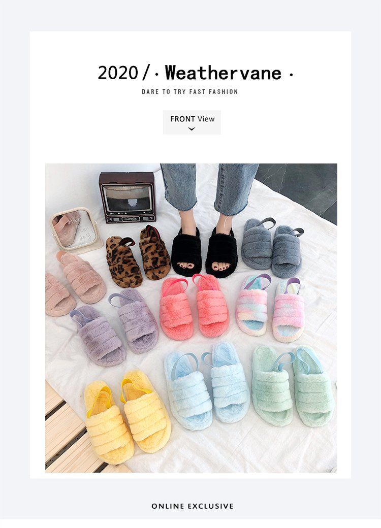 Foreign trade thick-soled plush slippers for women 2023 New 43 plus size flat home plush cotton slippers elastic band warm_voghion.com