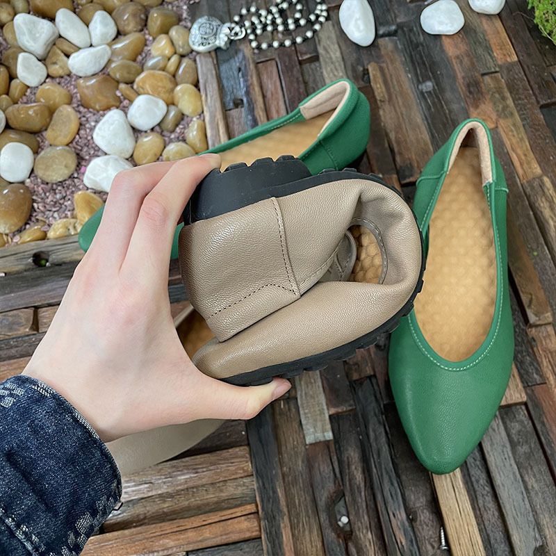 2024 Schaffell Einzelnen Casual Künstlerische Flachen Mund Echtes Leder Slip-On Elegante Mode Frauen Schuhe Bequem_voghion.com