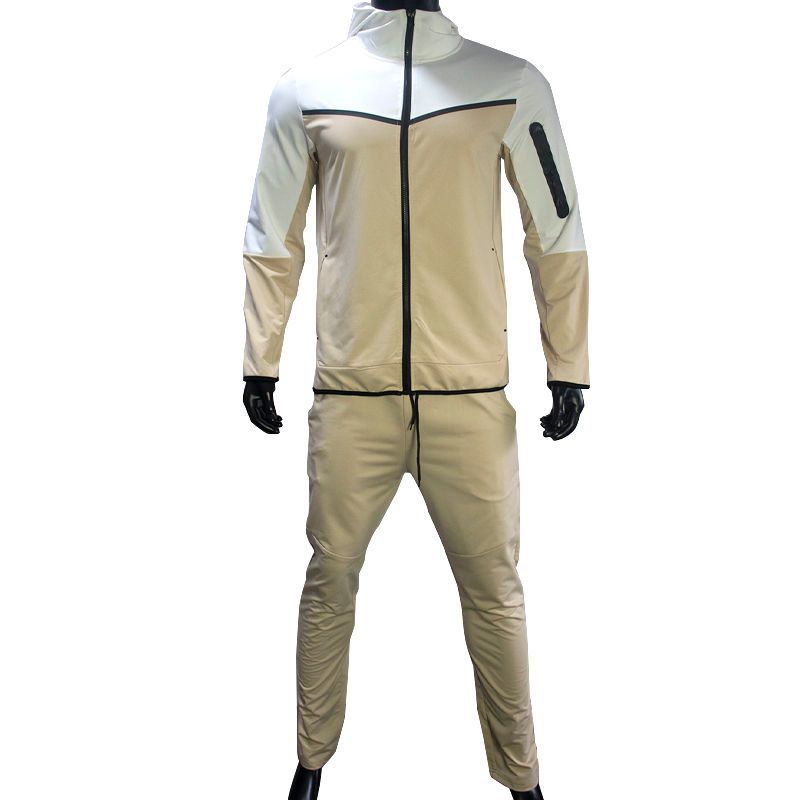 Lente en herfst complete set heren sportjas sweatshirt mouwen lange broek contrasterende cardigan capuchon los pak_voghion.com