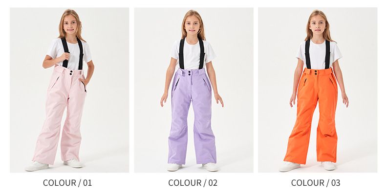 Wasserdichte Skihose für Kinder – Winddichte Winter-Schneeoveralls für Jungen und Mädchen (Größe 110–160, Weiß/Schwarz/Rosa/Lila/Orange)_voghion.com