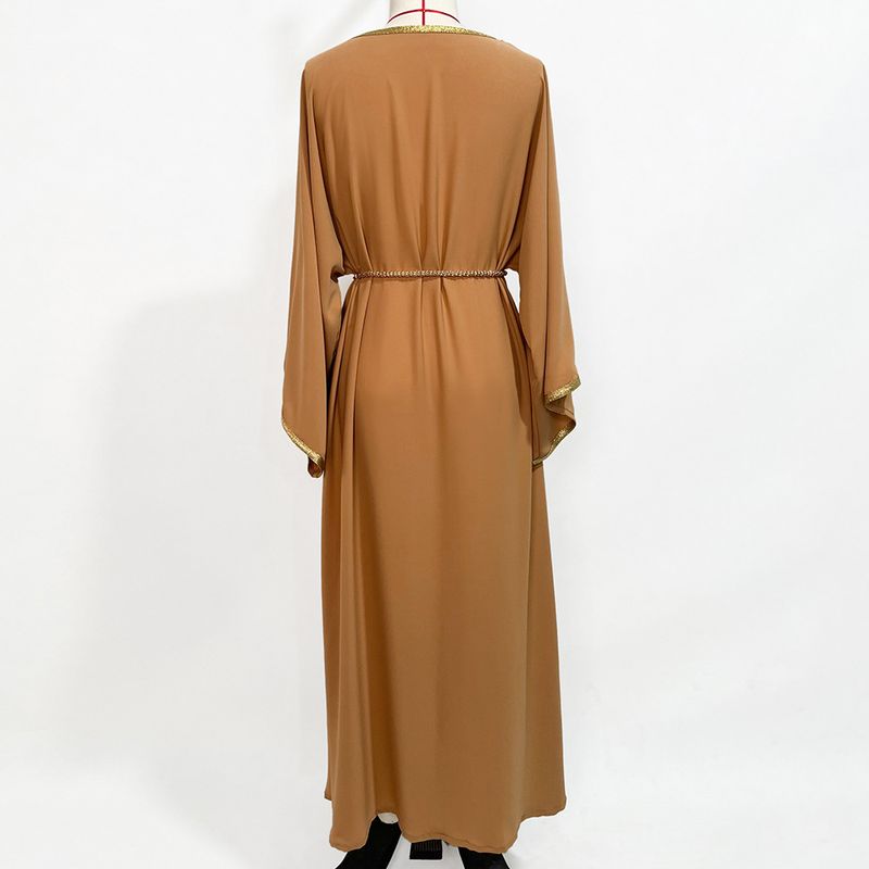 Ženska oblačila, kaki, ročno šivana diamantna potovalna obleka z rokavi Robe Abaya_voghion.com