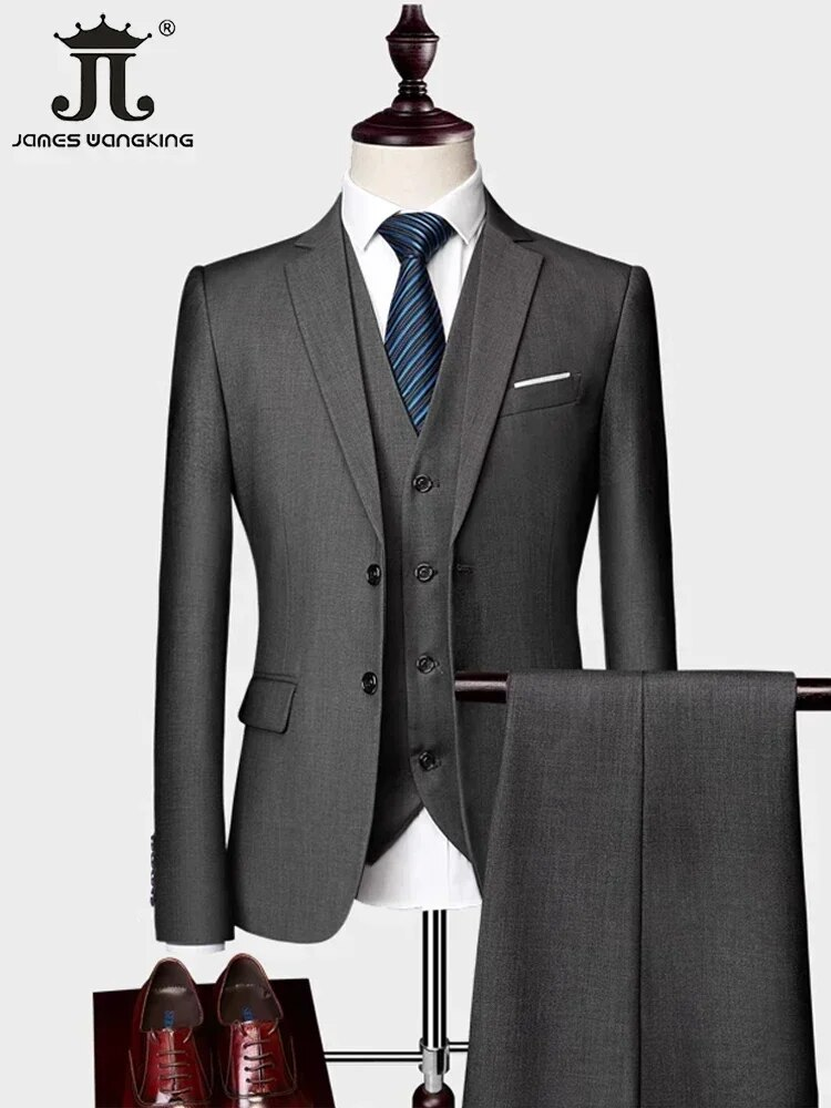 MERCURY ( Jacket +Vest+ Pants ) Men's High-end Brand Solid Color Business Office 3Pcs & 2Pcs Groom Wedding Party Suit Tuxedo_voghion.com