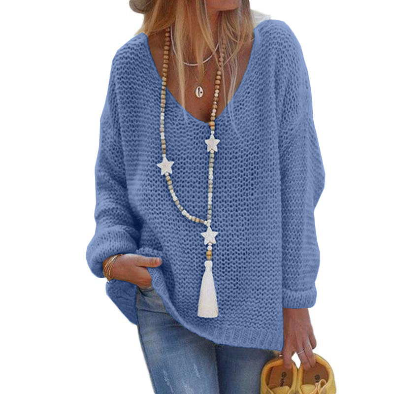Vêtements pour femmes pulls pour femmes pulls col en v à manches longues hauts tricotés pulls pour femmes_voghion.com