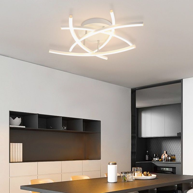 Glitzerlife Deckenleuchte LED Deckenlampe Weiß - Wohnzimmerlampe 32W Dimmbar Modern Design Schlafzimmerlampe Mit Fernbedienung Flurlampe Für Esszimmer Küche_voghion.com