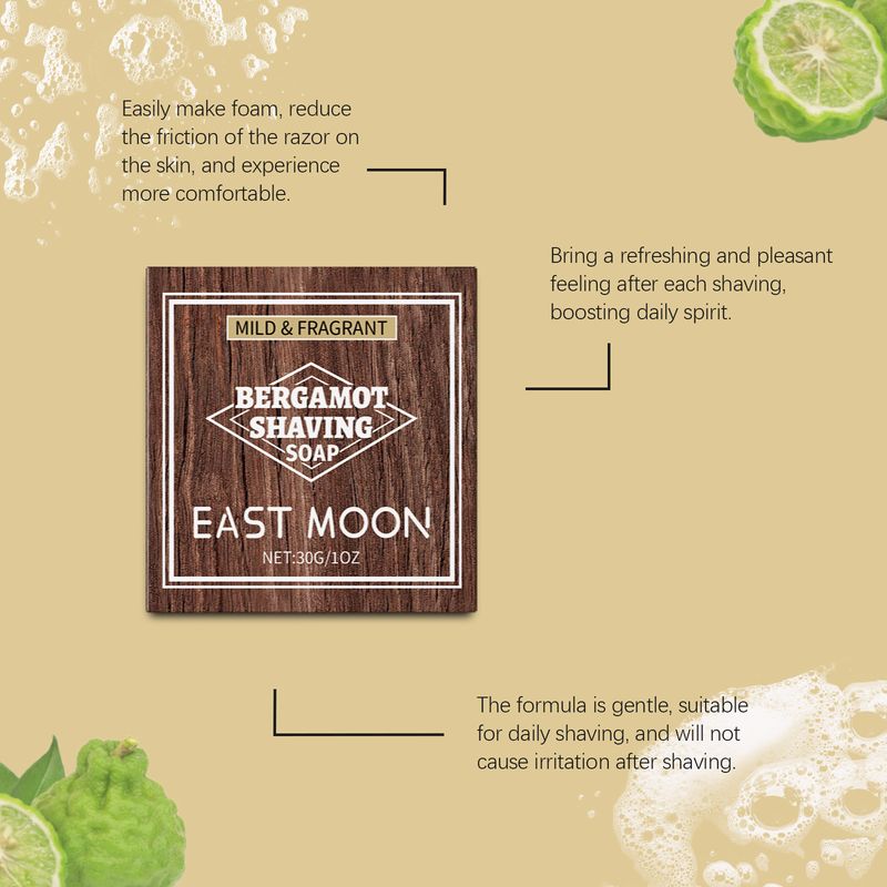 EAST MOON Bergamot Men's Shaving Soap Gently Cleanses and Cares for Beards, Hydrating and Moisturizing Care_voghion.com