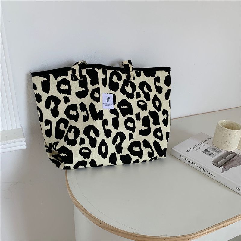 Borsa shopping coreana chic grande casual con tracolla leopardata da donna in tela nuova Bolsa Mujer_voghion.com