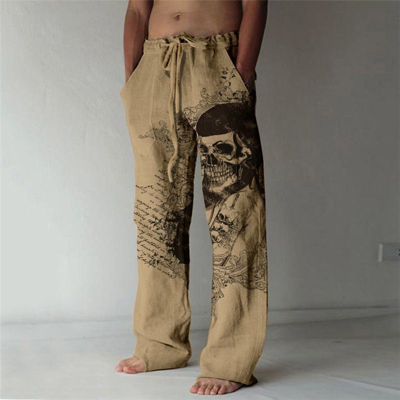 Premium Products Pants Summer Pants Beach Pants Drawstring Elastic Waist 3D Printed Stripe Pattern Printed Geometric Comfortable Men_voghion.com