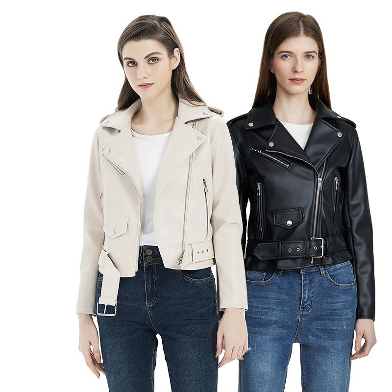Giacca in similpelle vintage da donna – Cappotto oversize in PU con effetto slavato, stile biker streetwear con cerniera (grigio/verde militare/nero, S-L)_voghion.com