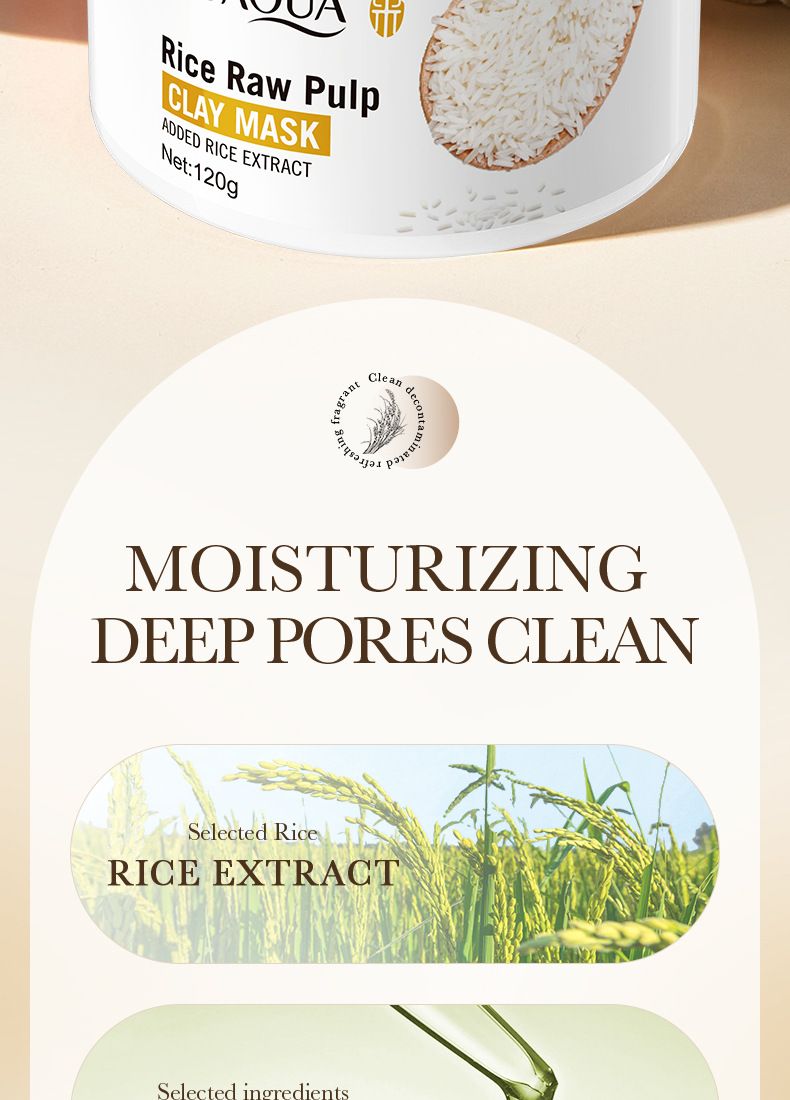 BIOAOUA - Fango detergente alla purea di riso 120 g - Maschera da notte alla purea di riso 100 g_voghion.com