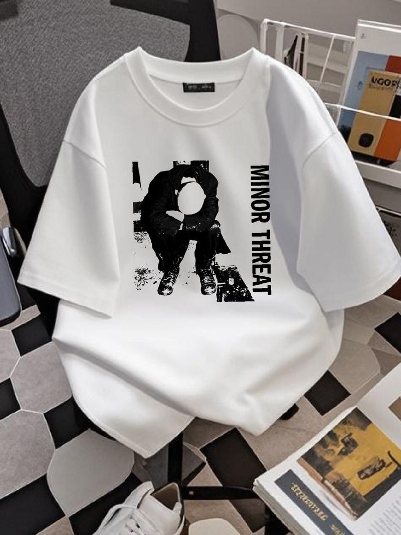 T-shirt vintage des années 90 Minor Threat, groupe de punk rock hardcore américain, grande image, groupe Ian Mackaye, taille L, vêtements de créateurs d'été_voghion.com
