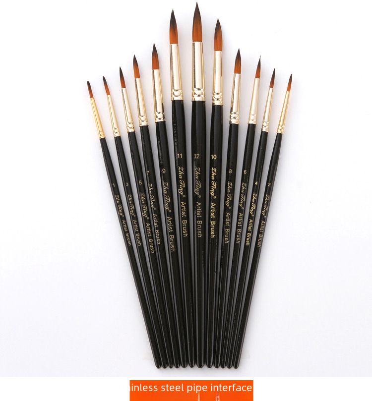 Cross-border 12 nylon wool brush two-color nylon wool brush round front watercolor brush art painting brush_voghion.com