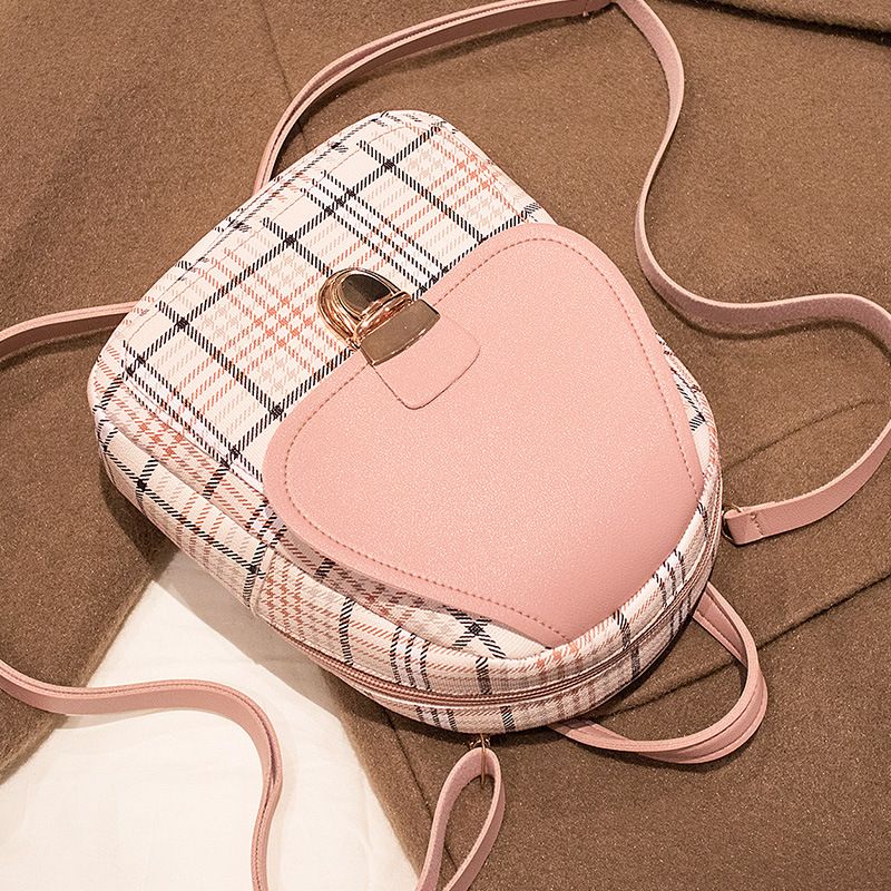 Women's Backpack 2024 New Plaid Color Matching Lock Cylinder Shoulder Bag For Women_voghion.com