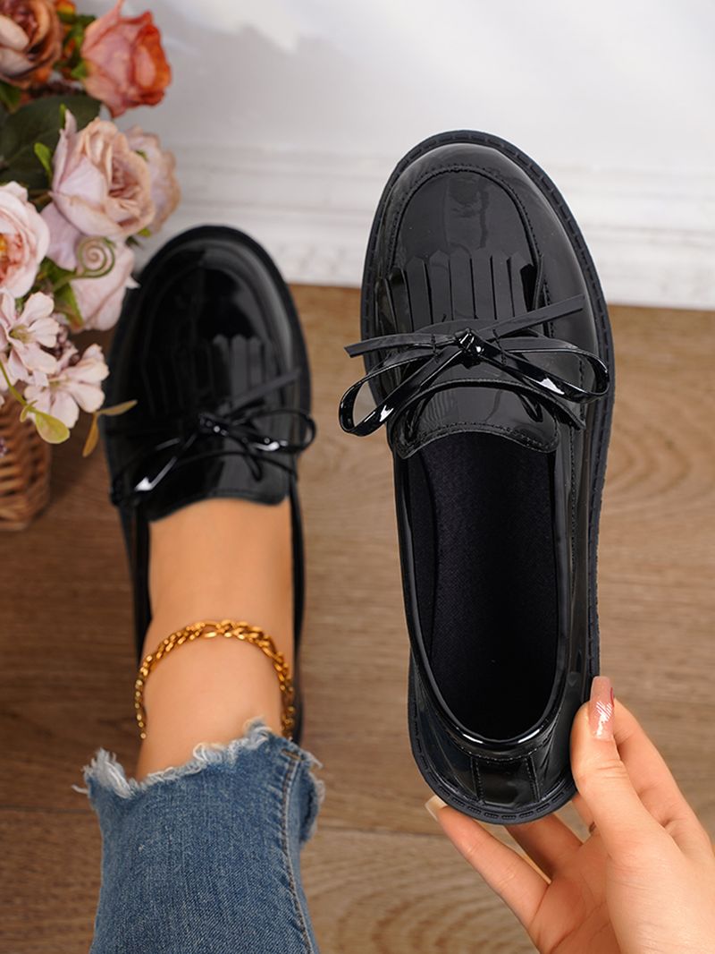 Große Größe Le Fu Im Frühjahr Und Herbst 2025, Neue Lackleder Schleife Mary Jane Schuhe, Freizeitschuhe Für Frauen_voghion.com