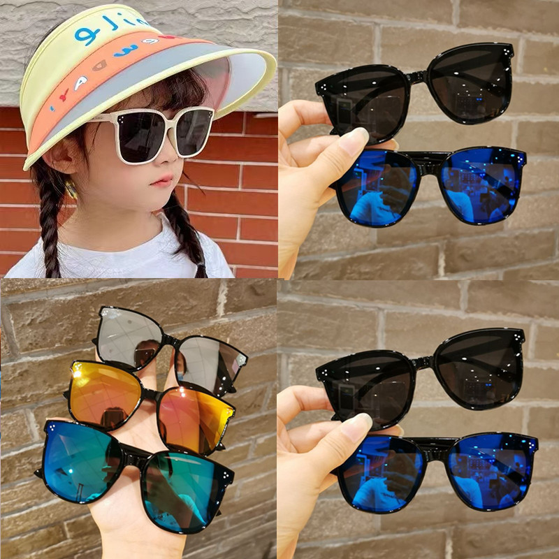 New Children Shape Round Sunglasses Girl Boy Shiny coating Double Color Vintage Sunglasses UV Protection Glasses Child_voghion.com