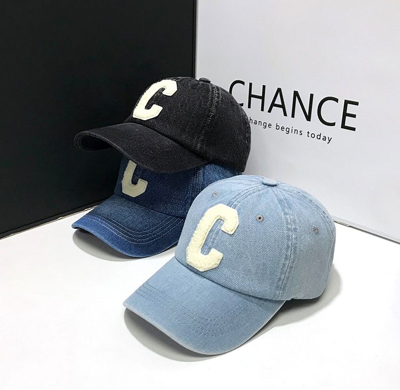 Denim Caps Casual 100% Cotton Letter C Baseball Women Men Spring Summer Cap_voghion.com