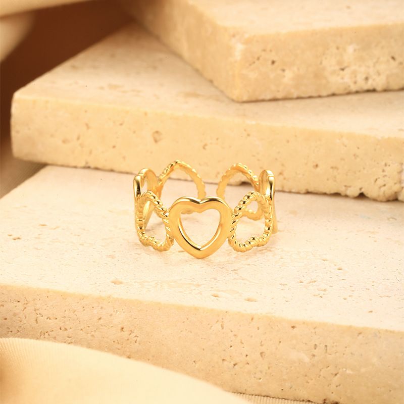 Set di gioielli da donna, moda, semplice, anello d'amore, anello in acciaio inossidabile placcato rosso temperamento femminile_voghion.com